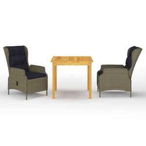 vidaXL Juego de comedor para jard&iacute;n de 3 piezas marr&oacute;n