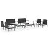 vidaXL Set de muebles de jard&iacute;n 8 pzas y cojines rat&aacute;n sint&eacute;tico negro