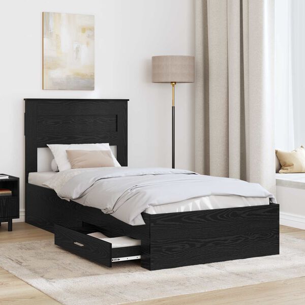 vidaXL Estructura de cama Roble Negro 90 x 190 cm Madera de ingenier&iacute;a