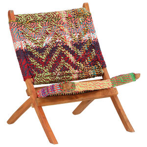 vidaXL Silla plegable Chindi de tela multicolor