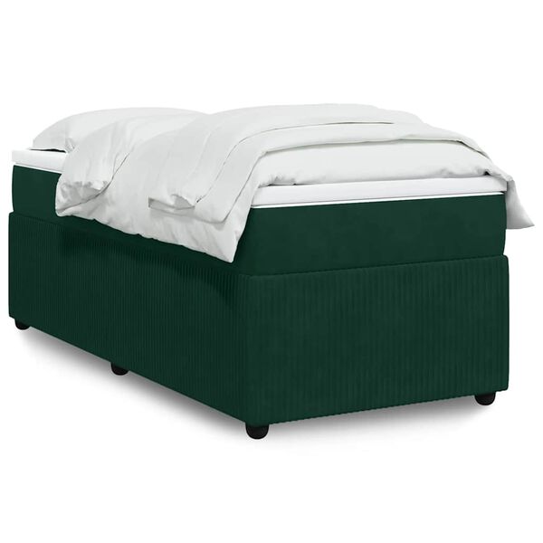 vidaXL Cama box spring con colch&oacute;n terciopelo verde oscuro 80x200 cm