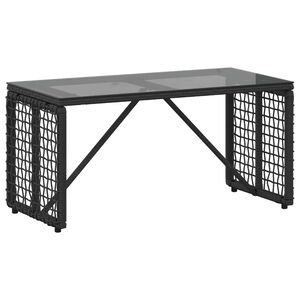 vidaXL Mesa de exterior Negro 80 x 40 x 40 cm Rattan PE y Cristal