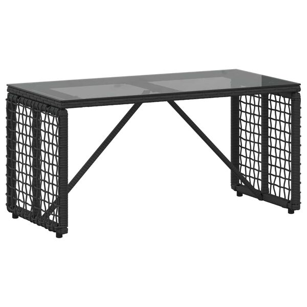 vidaXL Mesa de exterior Negro 80 x 40 x 40 cm Rattan PE y Cristal