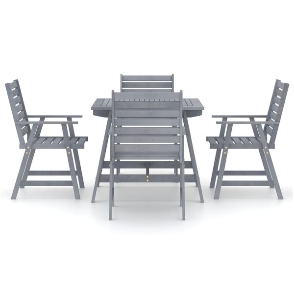 vidaXL Juego de comedor de jard&iacute;n 5 pzas madera maciza de acacia gris