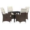 vidaXL Conjunto de Comedor de Jard&iacute;n 5 uds. Marr&oacute;n rat&aacute;n sint&eacute;tico