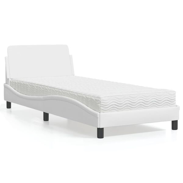 vidaXL Cama con colchón Dover cuero sintético blanco 80x200 cm