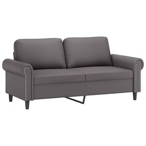 vidaXL Sof&aacute; de 2 plazas de cuero sint&eacute;tico gris 140 cm