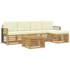 vidaXL Conjunto de sof&aacute;s de exterior 6 pcs Blanco y Crema
