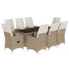 vidaXL Set de mesa y sillas de jard&iacute;n 5 pzas y cojines rat&aacute;n PE beige