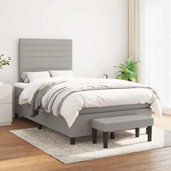 vidaXL Cama box spring con colch&oacute;n tela gris claro 120x190 cm