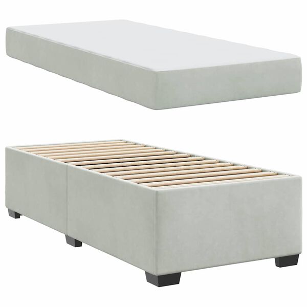 vidaXL Estructura de cama con colch&oacute;n Gris Claro 90 x 200 cm tela