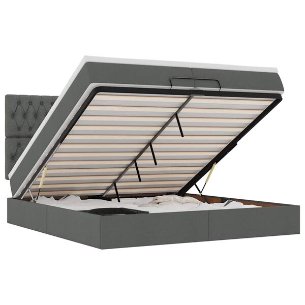 vidaXL Estructura cama otomana colchones tela gris oscuro 200x200cm