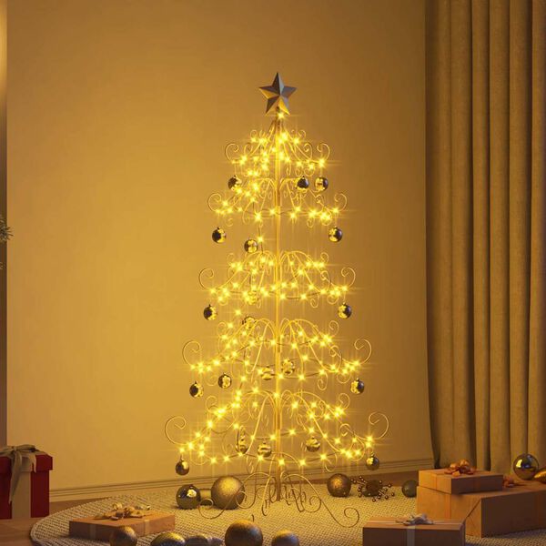 vidaXL &Aacute;rbol de Navidad de metal con soporte Dorado 150 cm