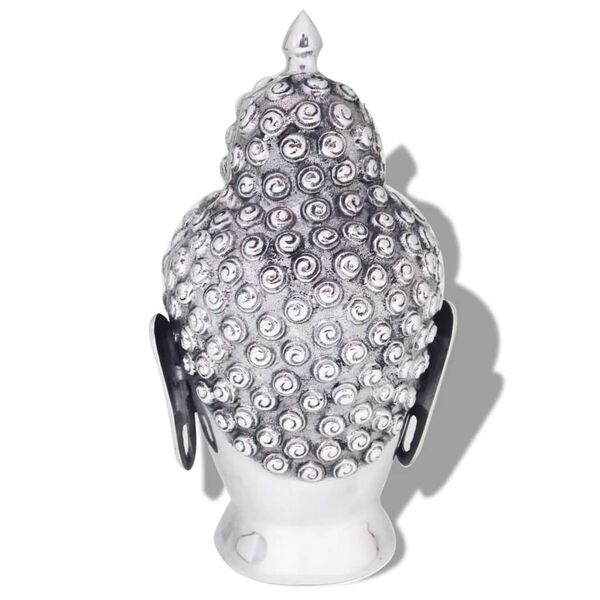 vidaXL Cabeza de Budha decorativa de aluminio plateado