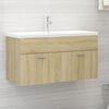 vidaXL Armario para lavabo contrachapada color roble 90x38,5x46 cm
