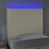 vidaXL Cabecero con luces LED cuero sint&eacute;tico crema 90x5x118/128 cm