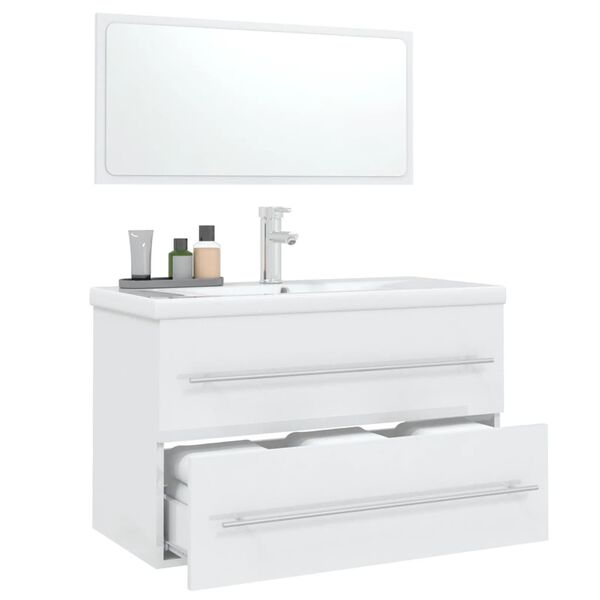vidaXL Conjunto de muebles de ba&ntilde;o 3 piezas blanco brillante