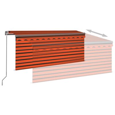 vidaXL Toldo retráctil manual con persiana naranja y marrón 3x2,5 m