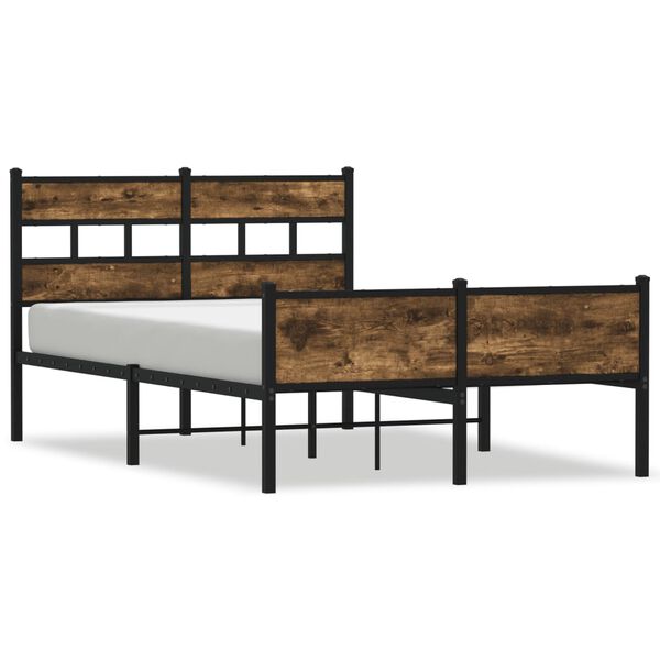 vidaXL Estructura de cama sin colch&oacute;n madera roble ahumado 120x190 cm