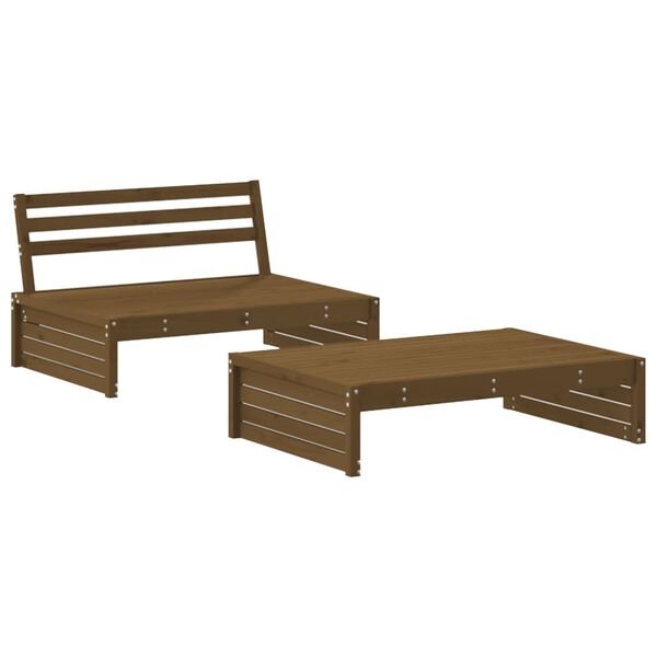 vidaXL Juego de muebles jard&iacute;n 2 pzas madera maciza pino marr&oacute;n miel