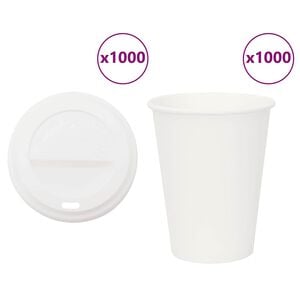 vidaXL Vasos de caf&eacute; de papel con tapa 1000 uds 12oz 300ml
