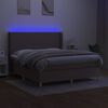 vidaXL Cama box spring colch&oacute;n y luces LED tela gris taupe 180x200 cm