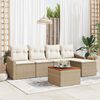 vidaXL Conjunto de sof&aacute;s de jard&iacute;n 6 pcs Beige y Crema rat&aacute;n sint&eacute;tico