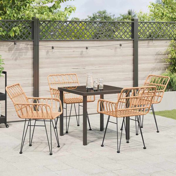 vidaXL Conjunto de Comedor de Jard&iacute;n 5 pcs Marr&oacute;n