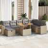 vidaXL Set sofás jardín y cojines 9 pzas ratán sintético acacia beige