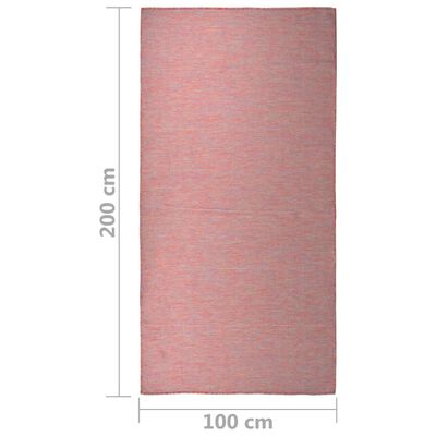 vidaXL Alfombra de exterior de tejido plano rojo 100x200 cm