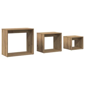 vidaXL Mesas apilables 3 pzas madera contrachapada color roble artisan