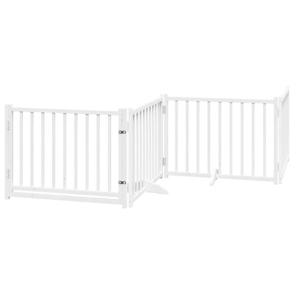 vidaXL Puerta de perros plegable 12 paneles madera &aacute;lamo blanca 960 cm
