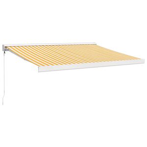 vidaXL Toldo retr&aacute;ctil Amarillo y Blanco con Marco Blanco 3 x 2,5 m