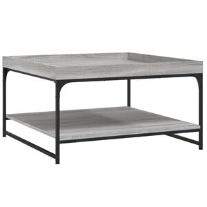 vidaXL Mesa centro madera ingenier&iacute;a y hierro gris Sonoma 80x80x45 cm