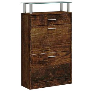 vidaXL Mueble zapatero madera contrachapada roble ahumado 63x24x104 cm