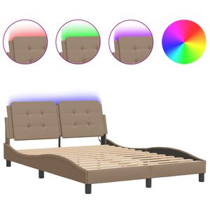 vidaXL Estructura de cama con LED sin colch&oacute;n Zadar cappuccino 120x200 cm