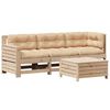 vidaXL Juego de muebles de jard&iacute;n 4 pzas y cojines madera maciza pino