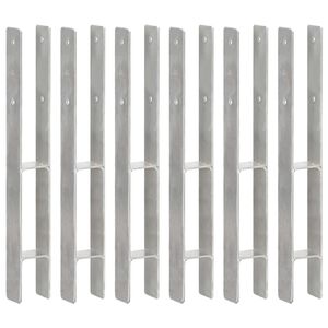 vidaXL Anclajes de valla 6 uds acero galvanizado plateado 7x6x60 cm