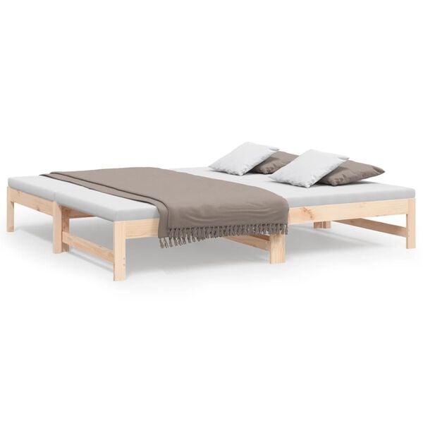 vidaXL Sof&aacute; cama extra&iacute;ble madera maciza de pino 2x(75x190) cm
