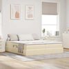vidaXL Cama con almacenamiento y colch&oacute;n Crema 180 x 200 cm Poli&eacute;ster