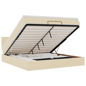 vidaXL Estructura de cama otomana con colch&oacute;n tela crema 160x200cm