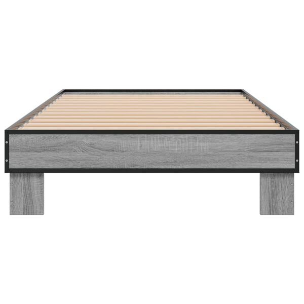 vidaXL Estructura cama madera ingenier&iacute;a metal gris Sonoma 90x190 cm