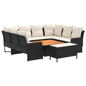 vidaXL Juegos de muebles 7 pcs Negro y crema Rat&aacute;n sint&eacute;tico
