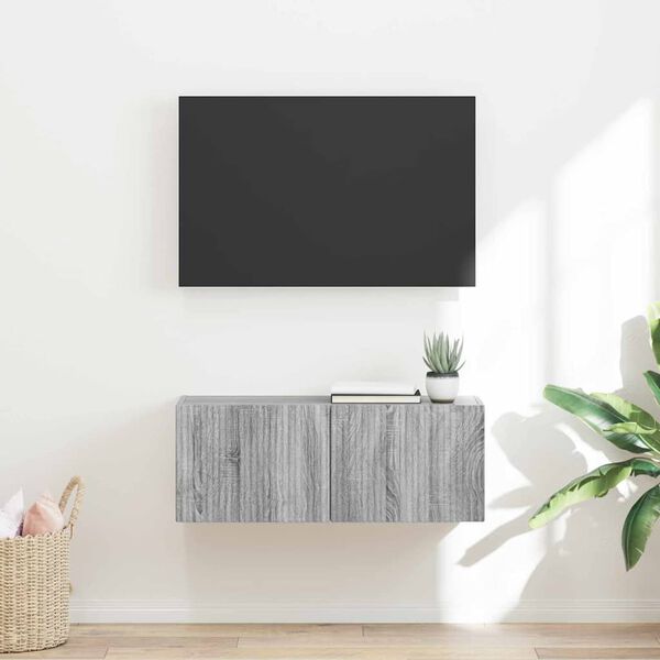 vidaXL Mueble de TV Montado en la Pared Gris Sonoma