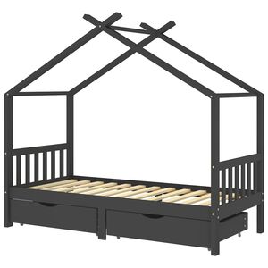 vidaXL Estructura de cama infantil y cajones madera pino gris 90x200cm