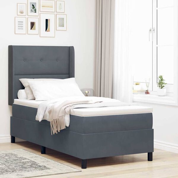 vidaXL Cama tipo Box Spring Gris oscuro 80 x 200 cm Terciopelo
