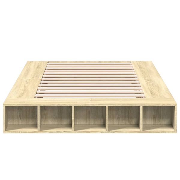 vidaXL Estructura de cama madera de ingenier&iacute;a roble Sonoma 140x190 cm