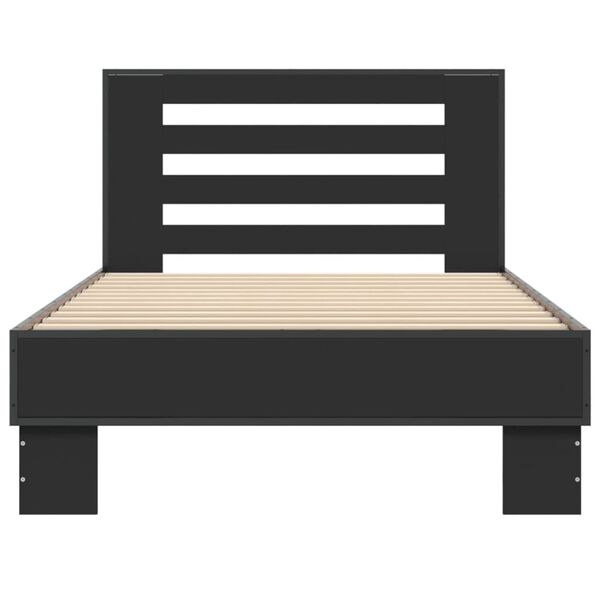 vidaXL Estructura de cama madera de ingenier&iacute;a y metal negra 75x190 cm