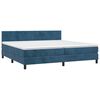 vidaXL Cama box spring con colch&oacute;n terciopelo azul oscuro 200x200 cm