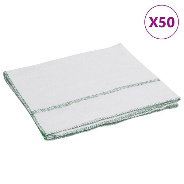 vidaXL Pa&ntilde;os de limpieza 50 uds blancas con rayas verdes 50x60 cm